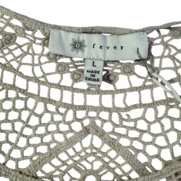 NWT Fever Ivory Color 3/4 Sleeve Crochet Cotton Relaxed Fit Top Size L - Picture 5 of 12